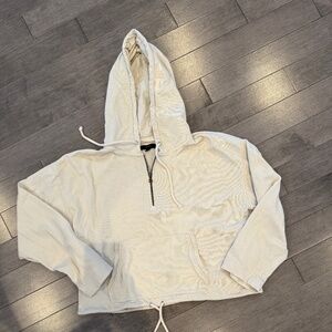 J. Crew Factory Magic Rinse™ Cropped Drawstring Hoodie - Natural  NWOT